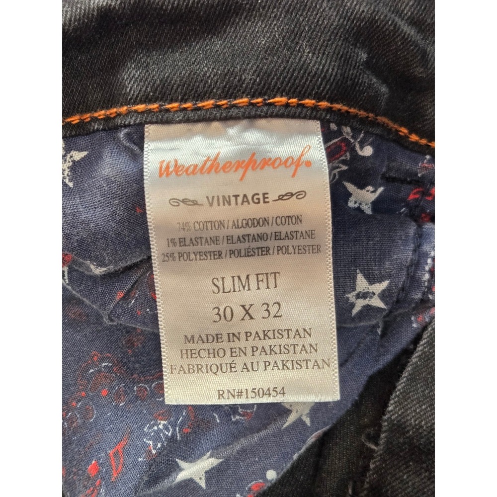 Weatherproof Vintage Jeans Mens 30x32 Black Slim Straight Faded Denim - Picture 12 of 16